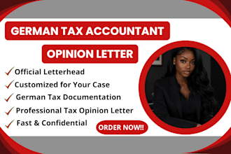 provide german tax accountant opinion letter on official letterhead