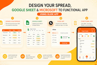design your spread, google sheet and microsoft to functional app using glide app