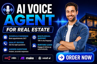 ai scheduling multilingual voice agent n8n make com retell ai for real estate