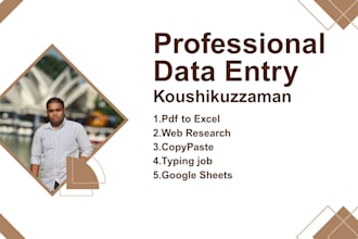 do data entry, typing job, pdf to excel,excel to pdf,google docs,sheets