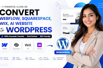 transfer clone or convert webflow squarespace wix ai website to wordpress