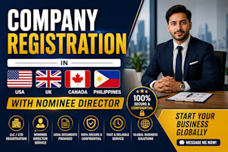 company registration in canada, usa, uk, philippines, with nominee director