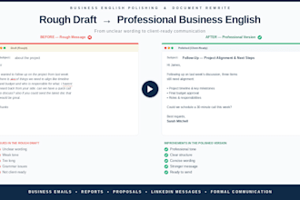 rewrite your business email, report, or document professionally