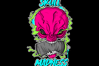 create skull smoke cannabis mascot logo design with business