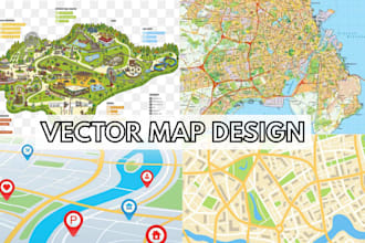 do custom vector map design map illustration site map and isometric map
