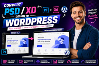 convert PSD or adobe xd design to wordpress