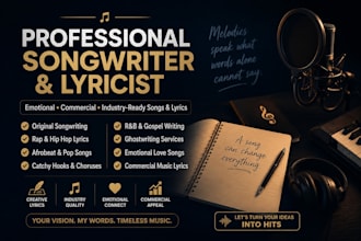 create emotional and commercial songwriting for singers and artists
