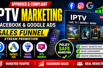 setup approved iptv facebook and google ads xtream promotion iptv sales funnel