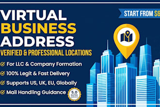 provide verified virtual business address or physical office address worldwide
