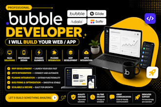 bubble io developer bubble website adalo glide app softr flutterflow mobile app