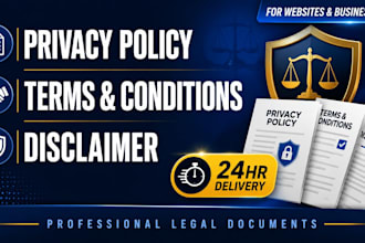 write privacy policy, terms and conditions, disclaimer for your website