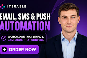 set up iterable email SMS push notification workflow automation campaign