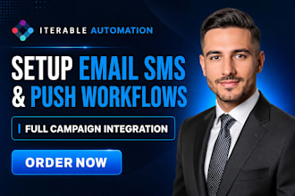 set up iterable email SMS push notification workflow automation campaign