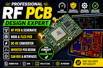 design rf pcb, schematic, rigid flex pcb, dc dc converter, inverter and can bus