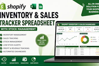 create a shopify inventory and sales tracker spreadsheet with stock management
