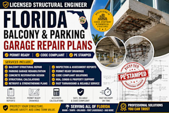 design florida balcony,  parking garage structural repair plans