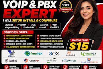 setup vicidial, freepbx, 3cx, asterisk, voip, magnus billing, fusionpbx vitalpbx