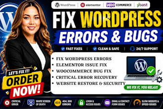 fix wordpress website errors bugs and issues elementor woocommerce bug fix