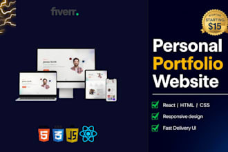 build a professional responsive portfolio web using react and html css