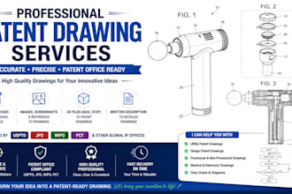 create patent drawing, utility design, technical drawing