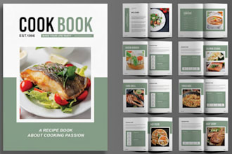 design modern cookbook ebook, restaurant menu, food flyer and recipe layout