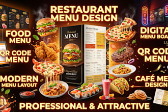 design restaurant menu, food menu, digital menu, food menu design, menu board