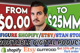 do high income shopify digital product store, etsy stan store digital product