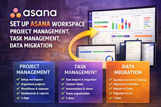 setup asana workspace project and task management data migration integration
