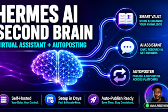 setup hermes ai virtual assistant obsidian second brain social media autoposting