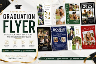 design graduation flyer, graduation party invitations, announcement card