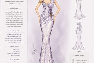 do fashion design and custom dress sketching