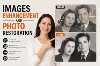 restore and enhance old photos to sharp clear high quality images