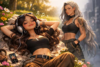 create cute anime girl illustration art, anime illustration