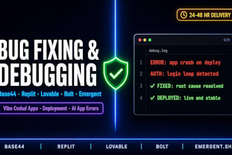 fix debug base44 replit lovable bolt vibe coded app bugs and emergent deployment