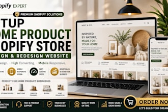 setup home one product shopify store design and redesign website