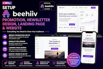 setup beehiiv promotion newsletter design beehiiv landing page beehiiv website