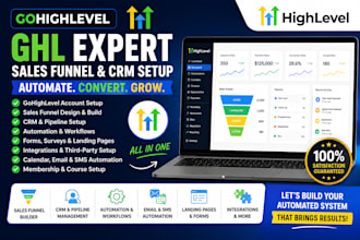 be your gohighlevel expert for sales funnel, CRM setup and automation