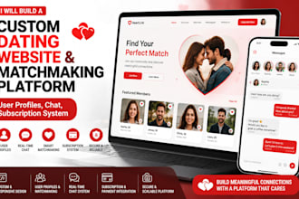 build a custom dating website or matchmaking platform with user profile and chat