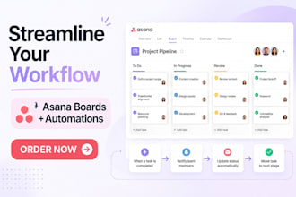 set up asana workflows, automations and project boards for your business