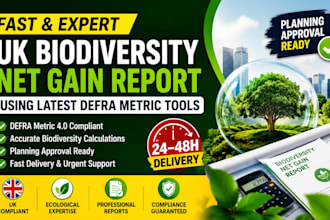 do fast UK biodiversity net gain report, expert metric calculation, professional