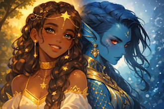create fantasy anime character design custom character art
