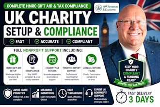 set up UK charity hmrc gift aid and tax compliance with full nonprofit support