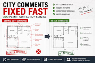 fix comments and revise adu permit drawings