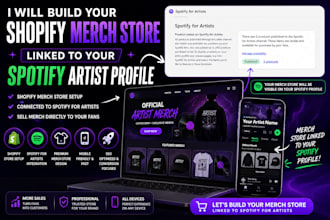 build shopify merch store for spotify, spotify merch setup