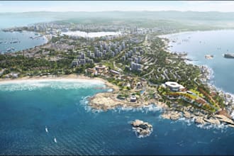 design cinematic waterfront large scale aerial urban masterplan site plan render