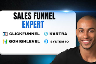 design clickfunnel sales page, gohighlevel, systeme io, kartra, funnelish kajabi