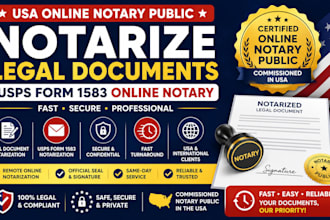notarize legal document, USA online notary public notary usps form 1583 online