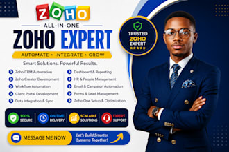 setup zoho crm, zoho one, books, people, creator, zoho campaigns,zoho sites desk