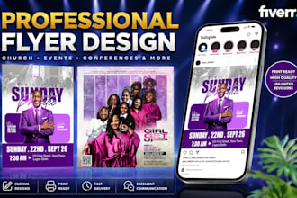 design professional church flyer, sermon flyer and church event poster