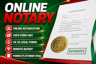 notarize legal documents, usps forms 1583, poa, UK US online notary public